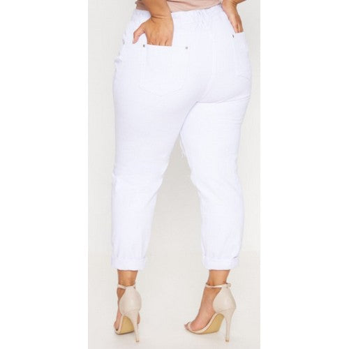 Passion Plus size Destructed Jeans White