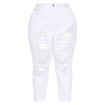 Passion Plus size Destructed Jeans White