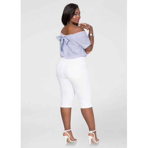 Ponnytail Stretch Benglaine Capri White