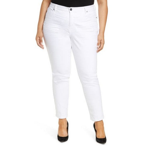 Ponnytail Plus Size Stretch Cotton Belted Pant White