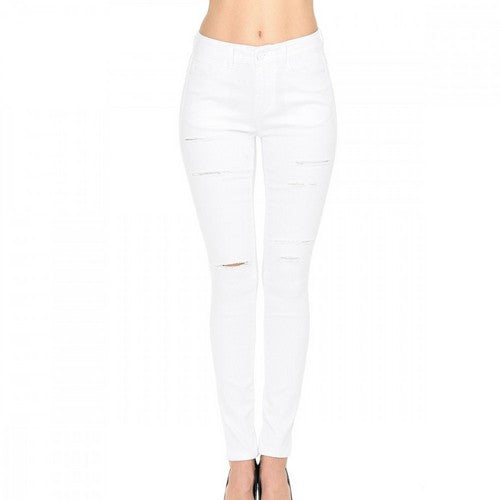 90172 Slash Destructed Skinny Jeans White