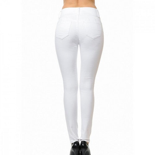 Wax Jean Super Comfy 3 Button Skinny Jeans White