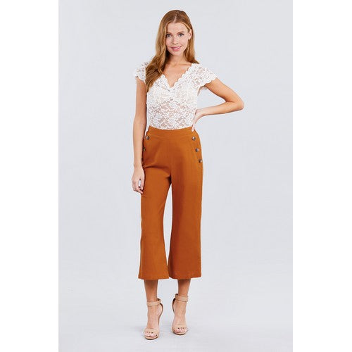 P11461 Wide Leg Linen Pants Rust