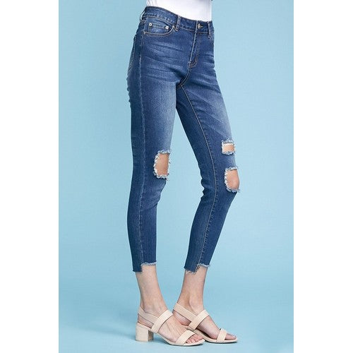 Destroyed Skinny Jeans Denim Blue