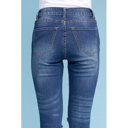 Destroyed Skinny Jeans Denim Blue