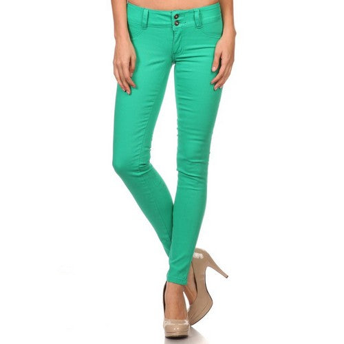 SMNSP105-C-C-C Low Rise Skinny Jeans Green