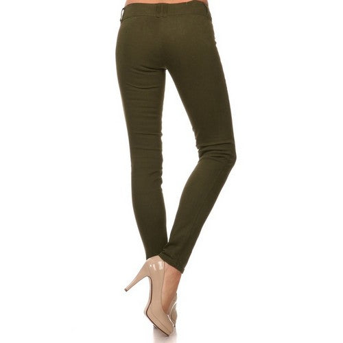 Low Rise Skinny Jeans Olive