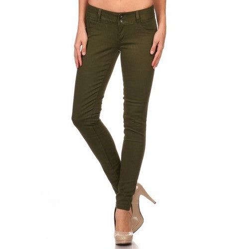 SMNSP105-C-C-C Low Rise Skinny Jeans Olive