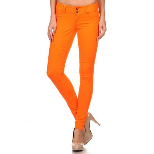 SMNSP105-C-C-C Low Rise Skinny Jeans Orange