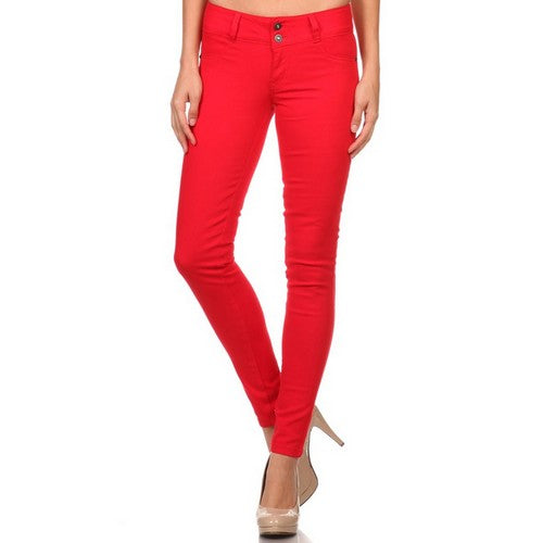 SMNSP105-C-C-C Low Rise Skinny Jeans Red