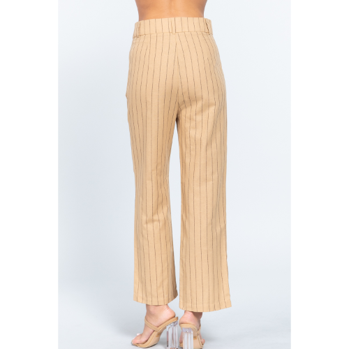 Stripe Linen Pants Dusty Yellow/Brown
