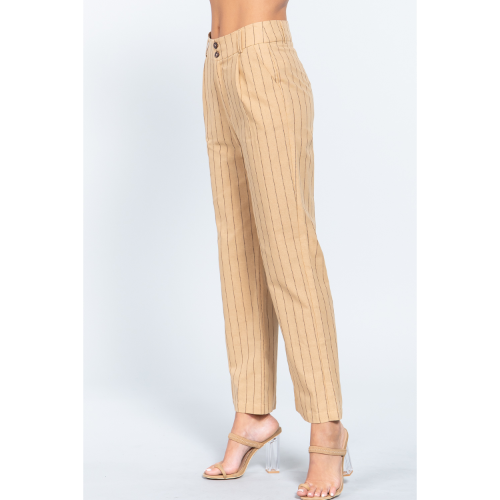 Stripe Linen Pants Dusty Yellow/Brown