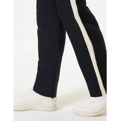 T595621 Marks & Spencer Freya Relaxed side Stripe Linen Pants Navy