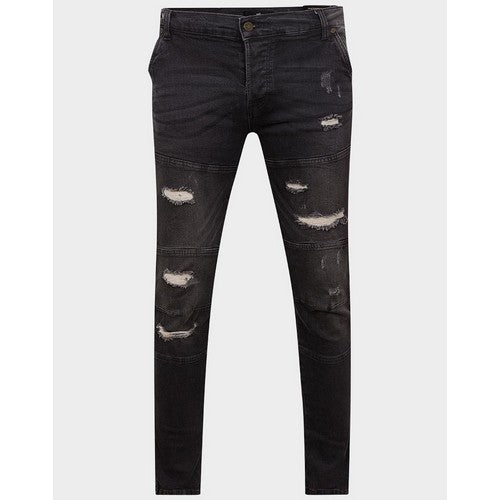 Ripped Design Slim Fit Jeans Black