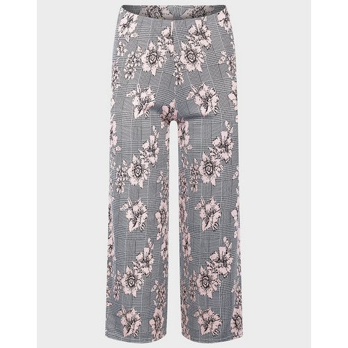 Primark Floral Check Wide Leg Trousers Black/Pink