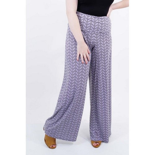 Almost Famous Plus Size Fold-Over Chevron Palazzo Pants Gray
