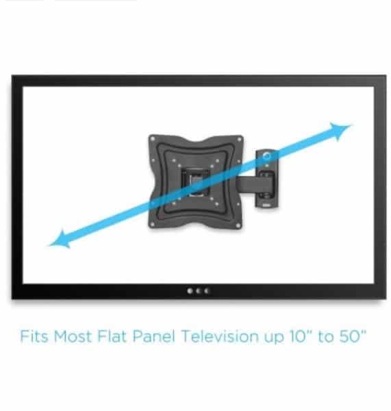onn. Full-Motion Wall Mount for 10"- 50" TVs with Tilt and Swivel Articulating Arm and HDMI Cable (UL Certified)
