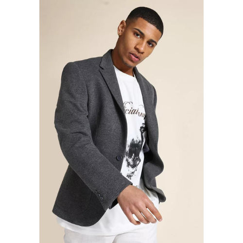 Marks & Spencer Regular Jacket Plain Charcoal/Grey