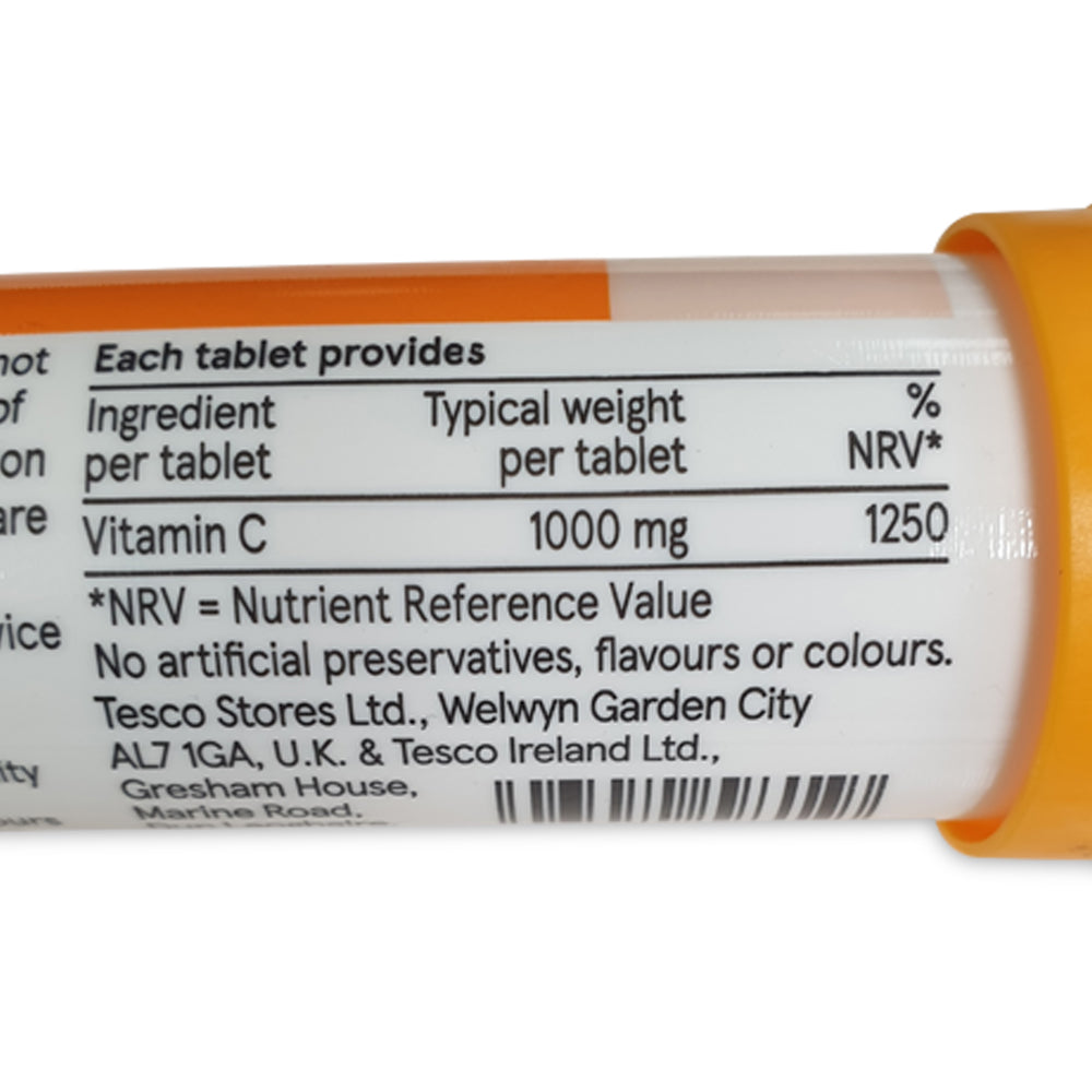 Tesco High Strength Soluble Vitamin C 1000mg Orange Flavour 20s