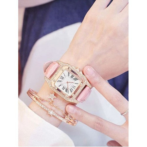 Diamond & Bracelet Cartier Rose Gold Watch Pink