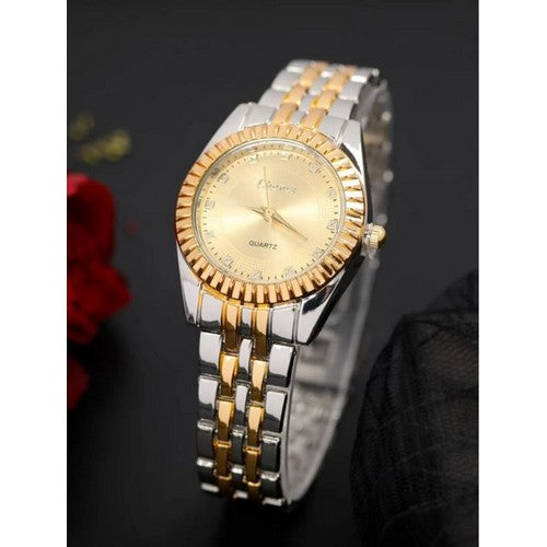Silver Rolie Date Just Watch Gold Face