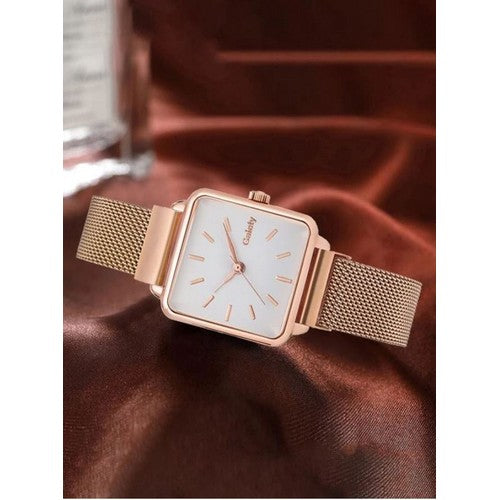 Gaiety Square Face Mesh Strap Watch