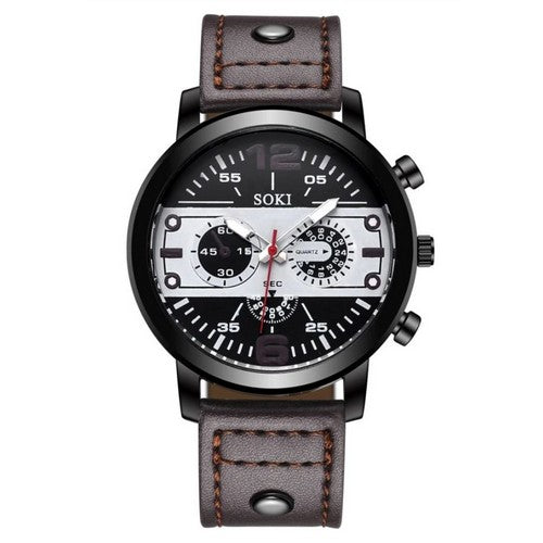 Soki Triple Dial Watch Brown