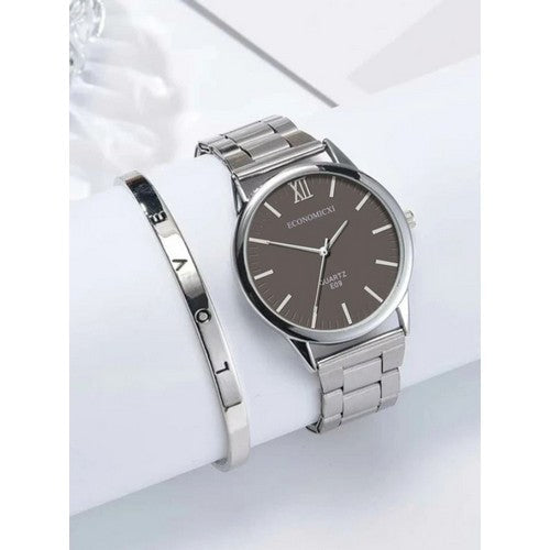 Economic XI Silver Watch & Love Bangle Set