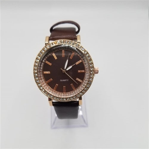 4766 Gold Bezel Diamond Watch Brown