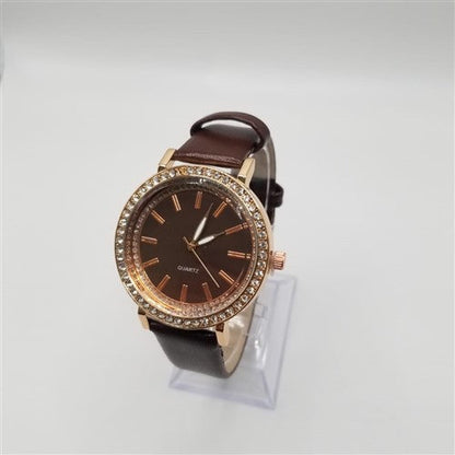 4766 Gold Bezel Diamond Watch Brown