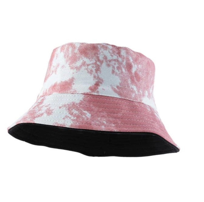 Reversible Denim Tie Dye Bucket Hat Pink