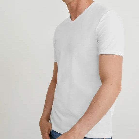 C&A V Neck T-Shirt White